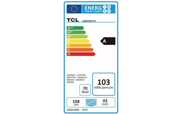 TCL 43EP661 - &Eacute;tiquette &eacute;nergie