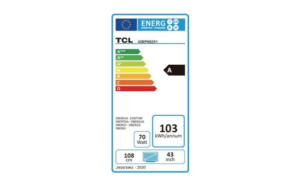 TCL 43EP662 - &Eacute;tiquette &eacute;nergie