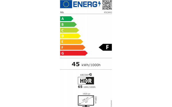 TCL 43L5A - &Eacute;tiquette &eacute;nergie v2