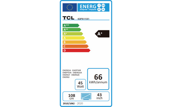 TCL 43P611 - &Eacute;tiquette &eacute;nergie
