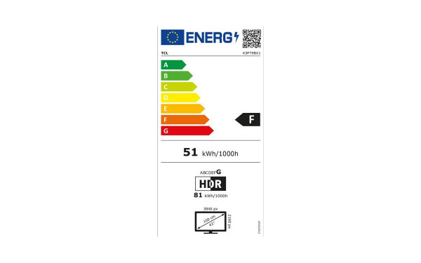 TCL 43P79B - &Eacute;tiquette &eacute;nergie v2