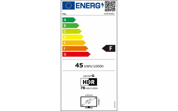 TCL 43SF560 - &Eacute;tiquette &eacute;nergie v2