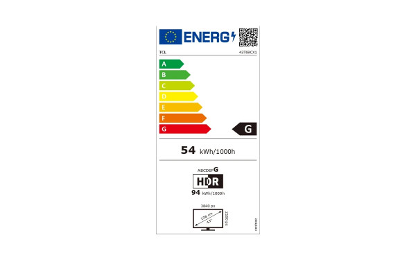 TCL 43T69C - &Eacute;tiquette &eacute;nergie v2