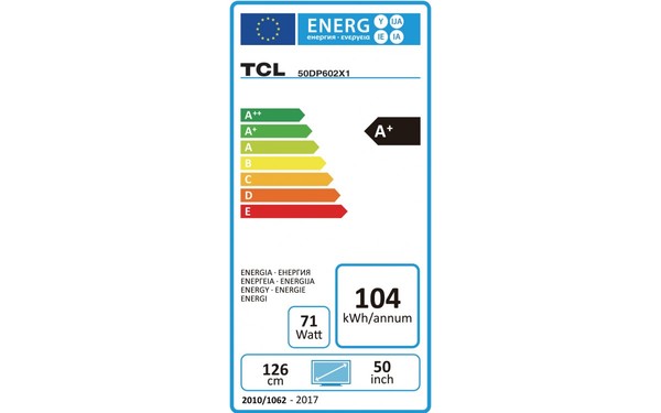 TCL 50DP602 - &Eacute;tiquette &eacute;nergie