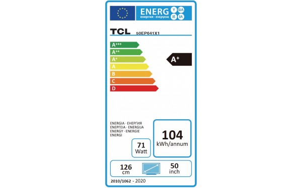 TCL 50EP641 - &Eacute;tiquette &eacute;nergie