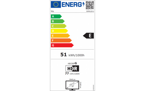 TCL 50P618 - &Eacute;tiquette &eacute;nergie v2