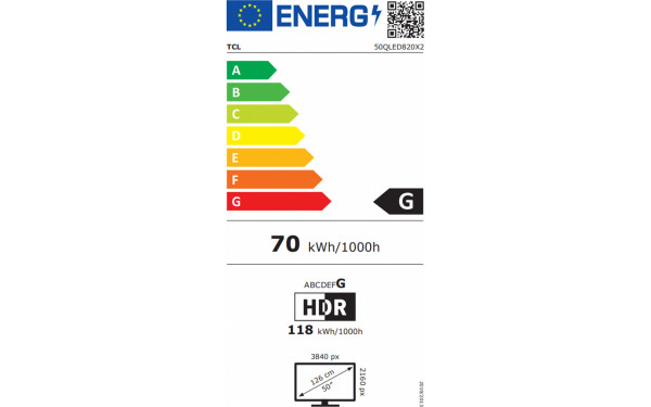 TCL 50QLED820 - &Eacute;tiquette &eacute;nergie v2