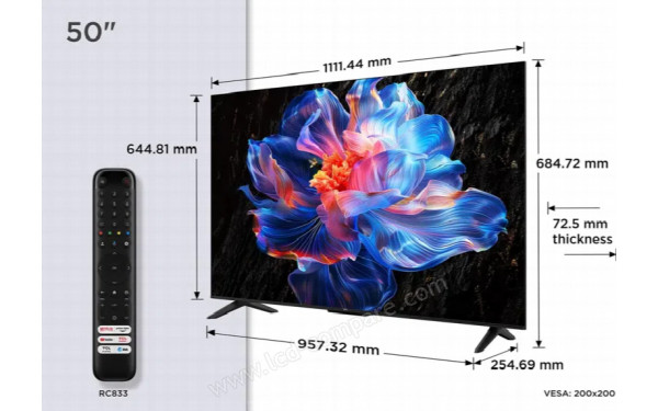 TCL 50V6C - Vue 3/4 droite