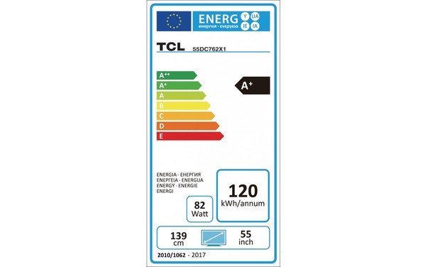 TCL 55DC762 - &Eacute;tiquette &eacute;nergie