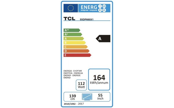 TCL 55DP660 - &Eacute;tiquette &eacute;nergie