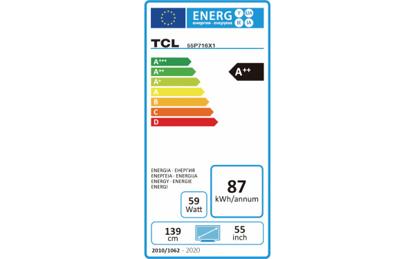 TCL 55P716 - &Eacute;tiquette &eacute;nergie