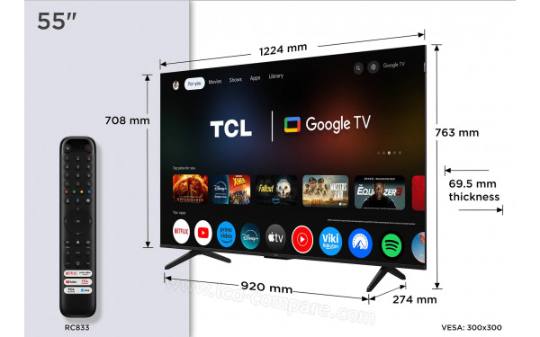 TCL 55P79K - Vue 3/4 droite
