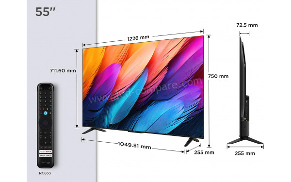 TCL 55PF650A - Vue 3/4 droite