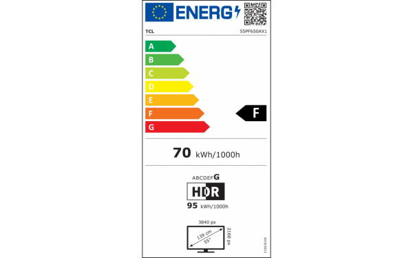 TCL 55PF650A - &Eacute;tiquette &eacute;nergie v2