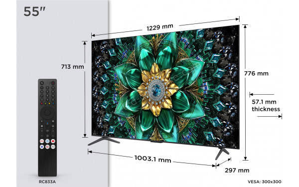 TCL 55Q6C - Vue 3/4 droite