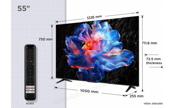 TCL 55V6C - Vue 3/4 droite