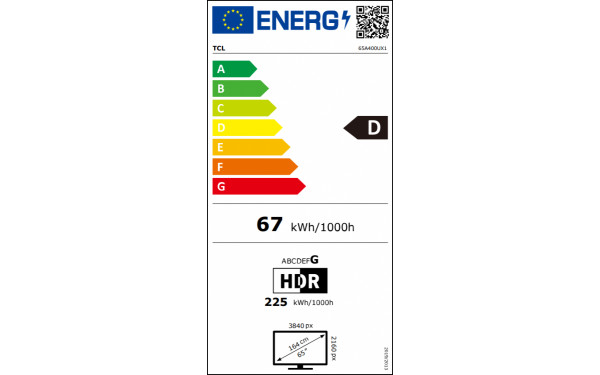 TCL 65A400U - &Eacute;tiquette &eacute;nergie v2