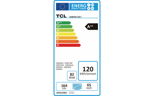 TCL 65BP615 - &Eacute;tiquette &eacute;nergie