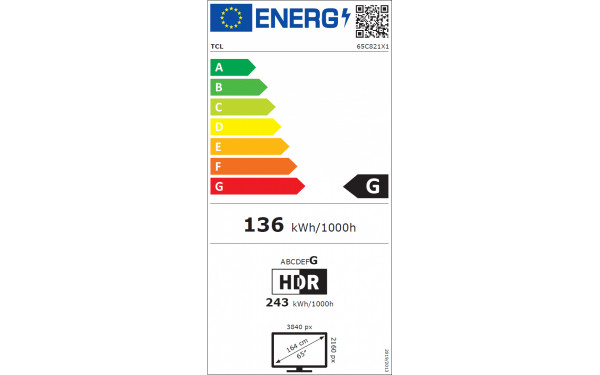 TCL 65C821 - &Eacute;tiquette &eacute;nergie v2