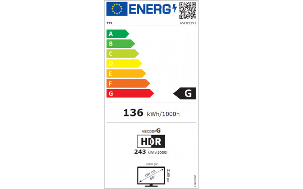 TCL 65C822 - &Eacute;tiquette &eacute;nergie v2