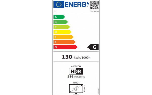 TCL 65C931 - &Eacute;tiquette &eacute;nergie v2