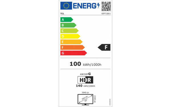 TCL 65P71B - &Eacute;tiquette &eacute;nergie v2