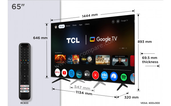 TCL 65P71K - T&eacute;l&eacute;commande