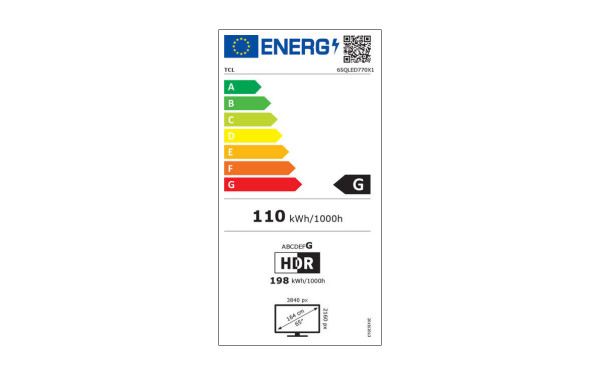 TCL 65QLED770 - &Eacute;tiquette &eacute;nergie v2