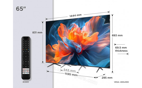 TCL 65T8C - Vue 3/4 droite