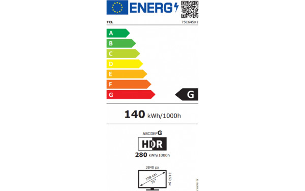 TCL 75C645 - &Eacute;tiquette &eacute;nergie v2