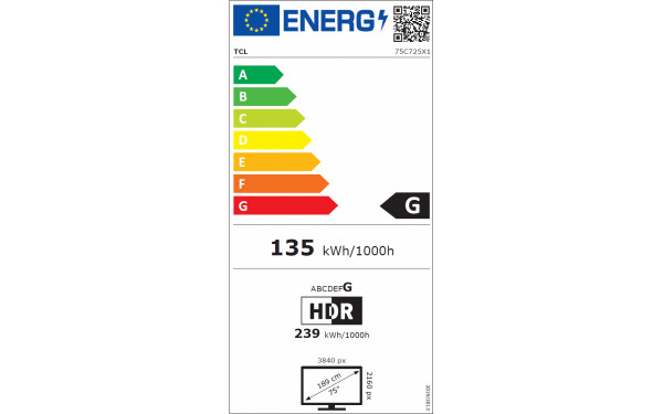 TCL 75C725 - &Eacute;tiquette &eacute;nergie v2