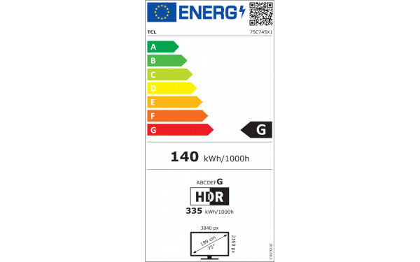 TCL 75C745 - &Eacute;tiquette &eacute;nergie v2