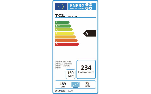 TCL 75C815 - &Eacute;tiquette &eacute;nergie
