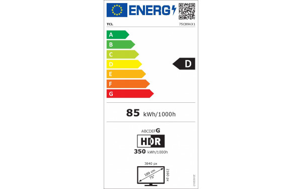 TCL 75C89K - &Eacute;tiquette &eacute;nergie v2