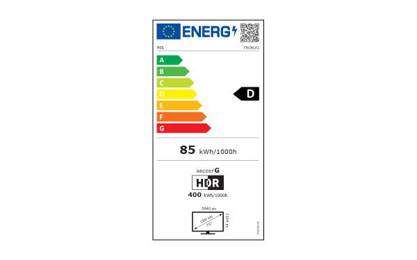 TCL 75C8L - &Eacute;tiquette &eacute;nergie v2