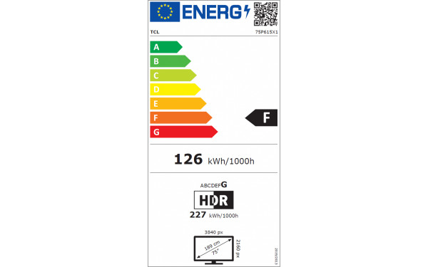TCL 75P615 - &Eacute;tiquette &eacute;nergie v2