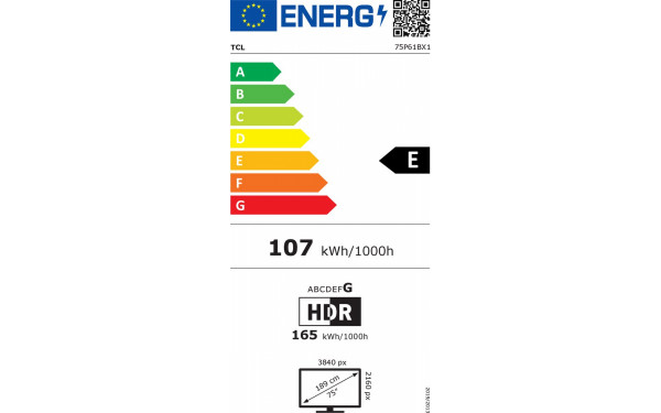 TCL 75P61B - &Eacute;tiquette &eacute;nergie v2