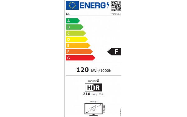 TCL 75P635 - &Eacute;tiquette &eacute;nergie v2