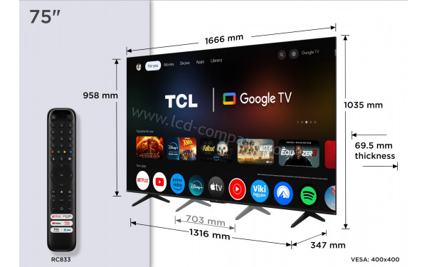 TCL 75P71K - T&eacute;l&eacute;commande