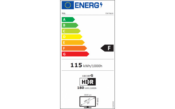TCL 75P71K - &Eacute;tiquette &eacute;nergie v2