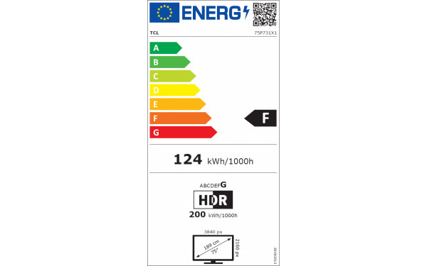 TCL 75P731 - &Eacute;tiquette &eacute;nergie v2