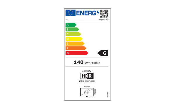 TCL 75QLED770 - &Eacute;tiquette &eacute;nergie v2
