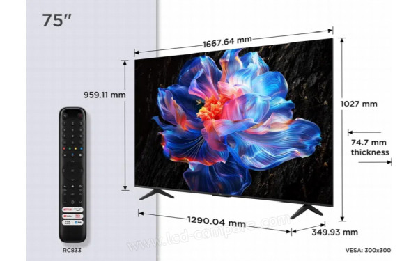 TCL 75V6C - Vue 3/4 droite