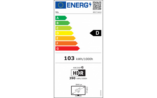 TCL 85C71K - &Eacute;tiquette &eacute;nergie v2