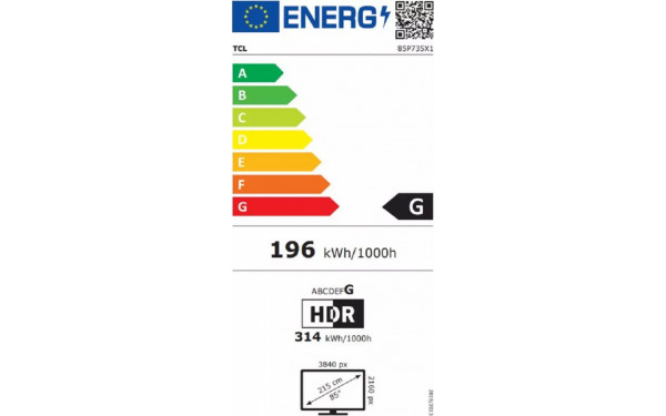 TCL 85P735 - &Eacute;tiquette &eacute;nergie v2