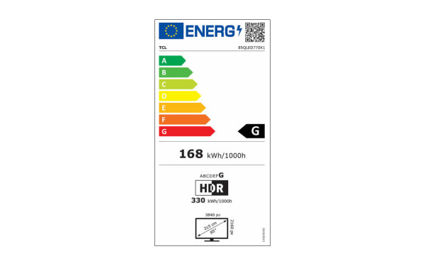TCL 85QLED770 - &Eacute;tiquette &eacute;nergie v2