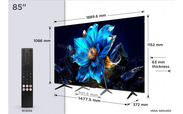 TCL 85T69C - T&eacute;l&eacute;commande