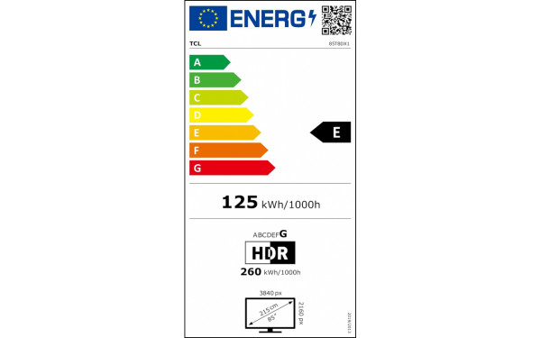 TCL 85T8D - &Eacute;tiquette &eacute;nergie v2