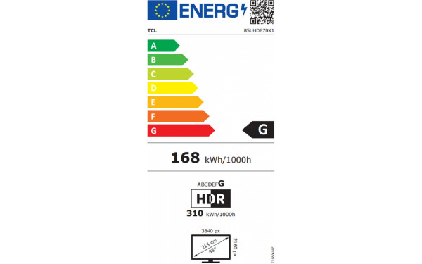 TCL 85UHD870 - &Eacute;tiquette &eacute;nergie v2