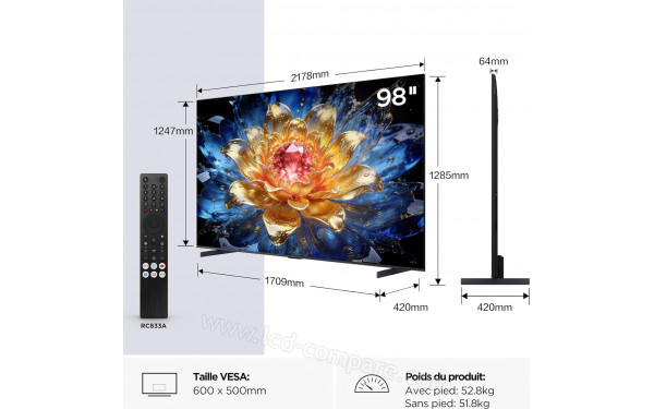 TCL 98T8D - Vue 3/4 droite